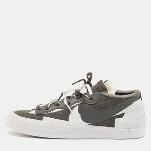 Nike X Sacai Blazer Iron Grey Size 45 Grey/white Suede And Leather Low Top